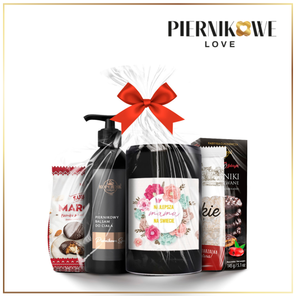 PREZENT NA DZIEŃ MAMY - ZESTAW Z KAWĄ, BALSAMEM I PIERNIKAMI