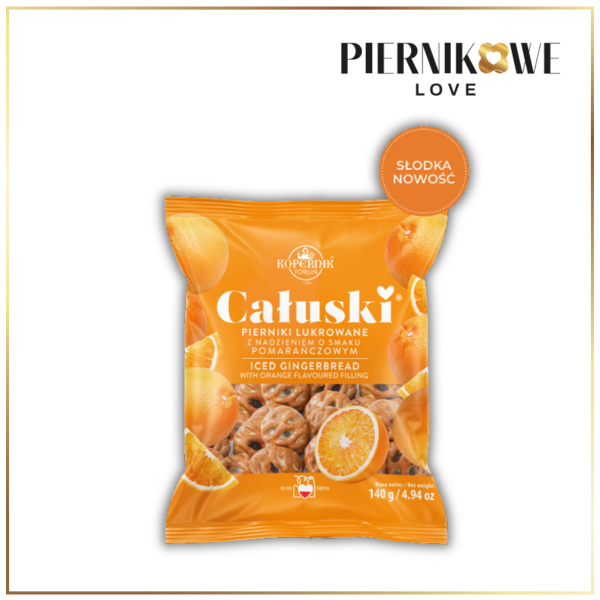 CAŁUSKI LUKROWANE Z NADZIENIEM O SMAKU POMARAŃCZOWYM 140G